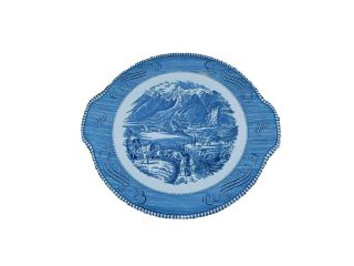 Currier And Ives Royal China Platter Tab Handle Cake Plate " The Rocky Mountains "