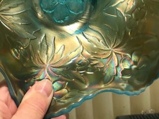 Circa 1910 Westmoreland Blue/aqua Opalescent " Carolina Dogwood " Carnival Glass