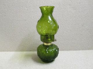 Vintage Moon And Stars Pattern Glass Le Smith Oil Lamp Dark Green