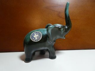 Vintage Blue Mountain Pottery Green Glaze Elephant Made In Canada