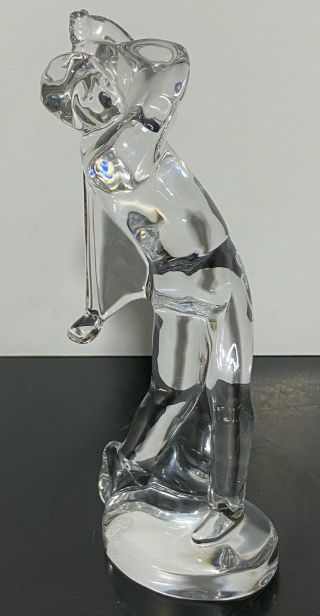 Signed Baccarat France Crystal Clear Glass The Golfer Art Statue Sculpture