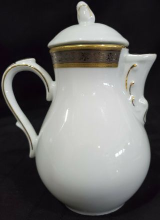 Tirschenreuth Chocolate Pot Mini Coffee Teapot Gold Silver Band Made In Germany