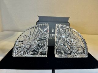 Gorgeous Vintage Signed Waterford Crystal Quadrant Fan Bookends Ireland