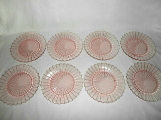 8 Pink Depression Glass Sierra Pinwheel 9 " Dinner Plates 1931 - 1933 Jeannette
