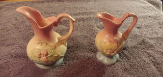 2 - Vintage Hull Art Pottery Vase/pitcher W - 2 - 5 1/2 And One Unmarked 5 " Match