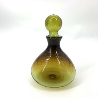 Mid - Century Modern Greenwich Flint Craft Burnt Honey Glass Decanter