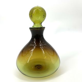 Mid - Century Modern Greenwich Flint Craft Burnt Honey Glass Decanter 3