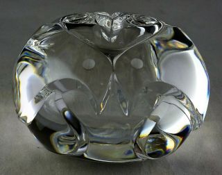 Steuben Glass Turtle Doves Heart Sculpture Paperweight Hand Cooler - Signed 3
