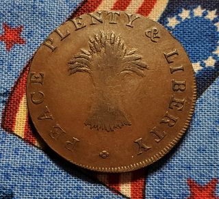1797 Colonial Copper " David Hood & Liberty Legend " Revolutionary War Era Coin