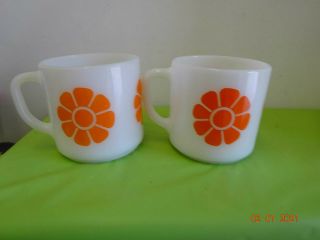 2 Federal ORANGE DAISY Coffee Mugs Flower 2
