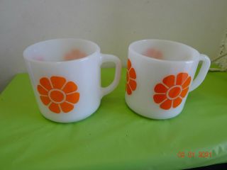 2 Federal ORANGE DAISY Coffee Mugs Flower 3