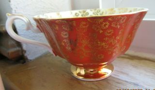 ROYAL ALBERT EMPRESS SERIES ORANGE AND GOLD FILIGREE CUP ONLY 2