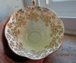 ROYAL ALBERT EMPRESS SERIES ORANGE AND GOLD FILIGREE CUP ONLY 3