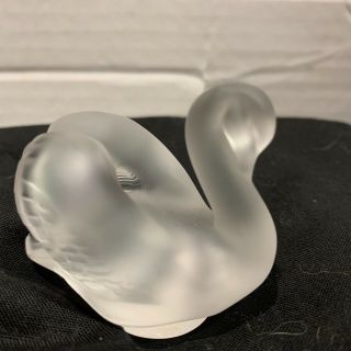 Lalique France Frosted Crystal Small Swan Bird Signed