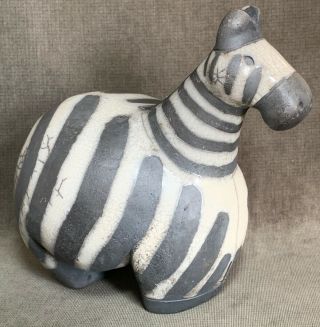 The Fenix Raku Pottery Zebra Figurine Hand Made In South Africa Rare Chubby Size
