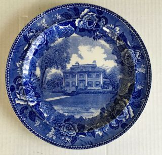 Wedgwood Blue & White Historical Longfellow’s House 1843 Transfer Ware Plate