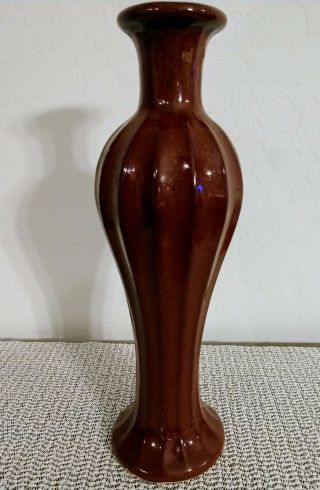 Large Vintage Studio Pottery Vase - Brown - 12 1/4 In Tall