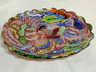 Murano Italian Art Glass Avem Tutti Frutti Pattern Oval Tray