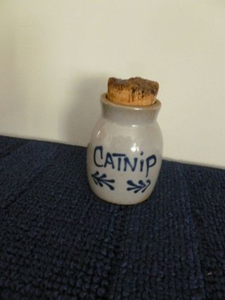 Beaumont Brothers Pottery Salt Glazed Catnip Stoneware Crock 3” For Cats 1998