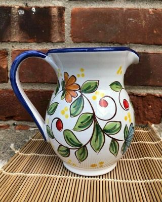 Cer Giovanni Vietri Italian Italy Hand Crafted Painted Pottery Pitcher Signed