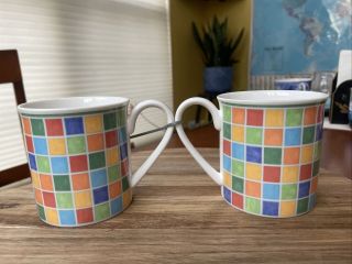 Set Of 2 Villeroy & Boch Twist Alea Limone 1748 Porcelain Coffee Mug Cup