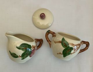 Franciscan California Apple Creamer Sugar Bowl Set Vintage Marked 1942 - 1947