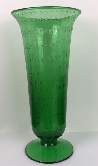 Glass Green Vase With Controlled Bubbles Italian ? Art Glass
