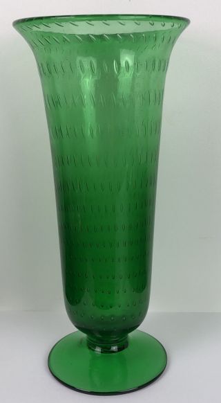 Glass Green Vase with Controlled Bubbles Italian ? Art Glass 2
