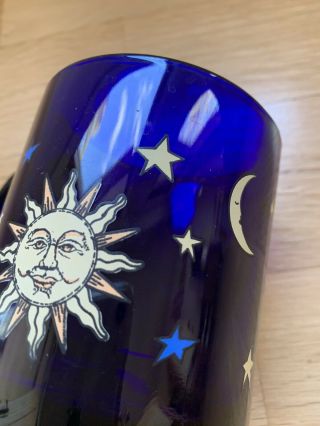 Libbey Cobalt Blue Celestial Sun Moon Stars Glass Coffee Mug From FRIENDS Show 2