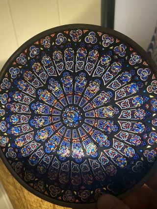 Rare Glassmaster’s Notre Dame Rose Window 6 1/2 " Stained Glass Panel
