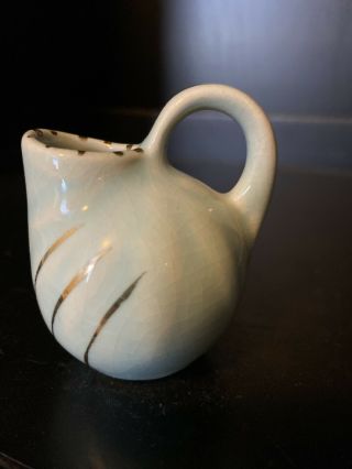 Vintage Shawnee Pottery Miniature Mini Vase Pitcher Blue 2