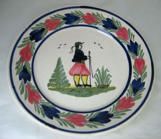 Hb Quimper France 7 - 3/4 " Plate With Breton Man
