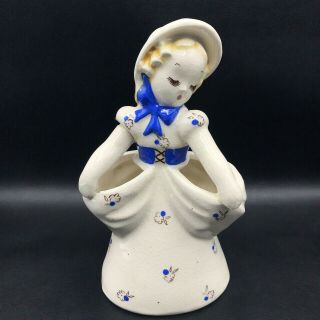 Vintage Delee Art Pottery Hollywood California Girl Double Vase Planter 7.  5 "