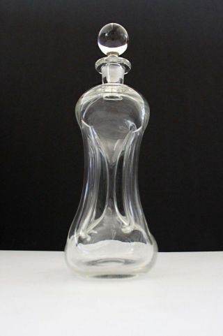 Mid Century Holmegaard Kluk Pinched Handblown Glass Decanter W/ Round Stopper