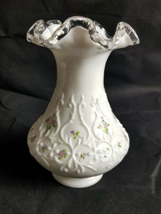 Fenton Hand Painted Glass Vase By J.  Andrick