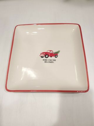 Rae Dunn Home For The Holidays Christmas Square Tray Red Truck By Magenta