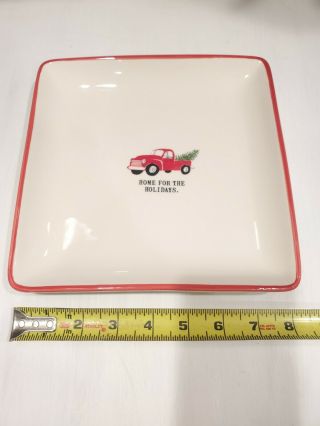 Rae Dunn HOME FOR THE HOLIDAYS Christmas Square Tray Red Truck by Magenta 3