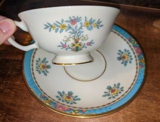 Vintage Lenox Blue Tree Pattern China Setting Tea Cup And Saucer Set