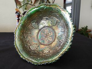 Fenton Concord Green Round Carnival Glass Bowl (nut Bowl) 7.  5 "