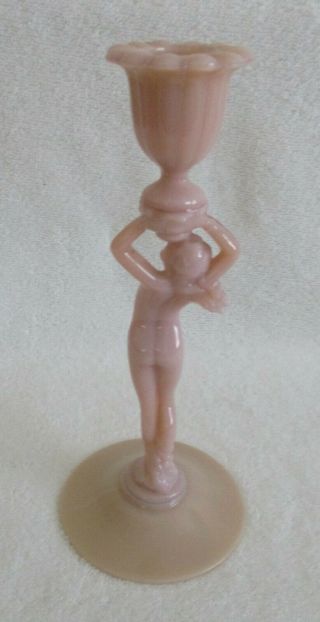 CAMBRIDGE GLASS [ Crown Tuscan 3011 Nude Lady Candlestick ] 2