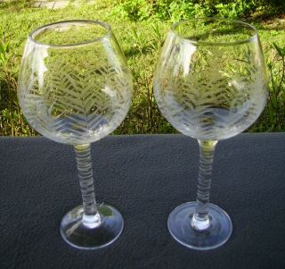 Relax Pair 2 Tommy Bahama Etched Palm Tree Red Wine Glasses Goblets 9 - 3/4 " Ex
