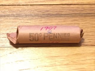 Roll Of 50 1907 Indian Head Cent Pennies