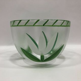 Ulrica Hydman - Vallien For Kosta Boda - Tulip Hand Painted Glass Bowl - Signed
