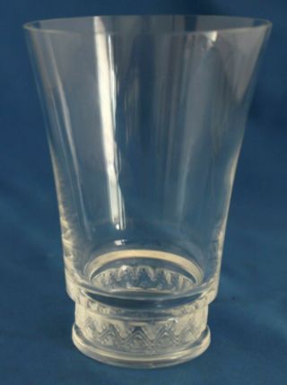 Lalique Crystal Reims Water Goblet Art Deco Band On Base Signed Lalique France