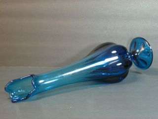 Mcm Viking Glass Footed Swung Vase 17 " Epic Bluenique/blue 6 Petal Pulled,