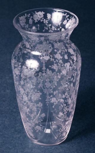 Stunning 10 - 3/4 " Wide - Opening Vase 3400/1242 - Cambridge Glass - Rose Point