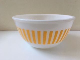 Hazel Atlas Milk Glass Yellow Candy Stripe Bowl 7”
