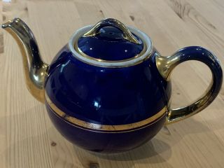 Vintage Hall’s China B 80 Tea Pot Cobalt Blue With Gold Trim Teapot