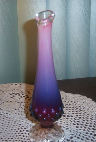 Fenton Glass Vintage Plum Hobnail Hand - Blown Bud Vase - - 3