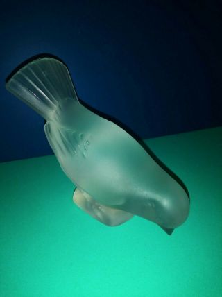 Vintage Signed Lalique France Crystal Sparrow With Head Down Frosted Gorgeous